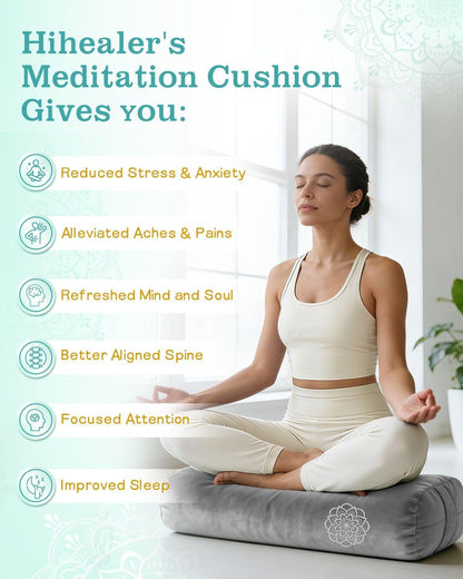 3 in 1 Yoga Bolster Pillow Set for Relaxation & Meditation, Premium Rectangular Velvet Cushion with Weighted Lavender Eye Pillow, Supportive Foam for Back Support & Stretching