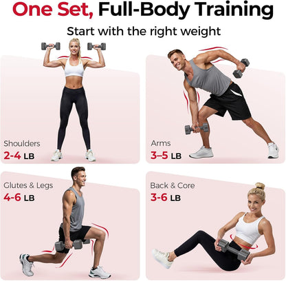 DB3 5-in-1 Adjustable Dumbbell Set, 6LB/10LB Pair Adjustable Weights for Women at Home, Dual Locking Stable Hand Weights with TPU Soft Handle, Home Gym, Rehab, Pilates, Yoga, Strength Training