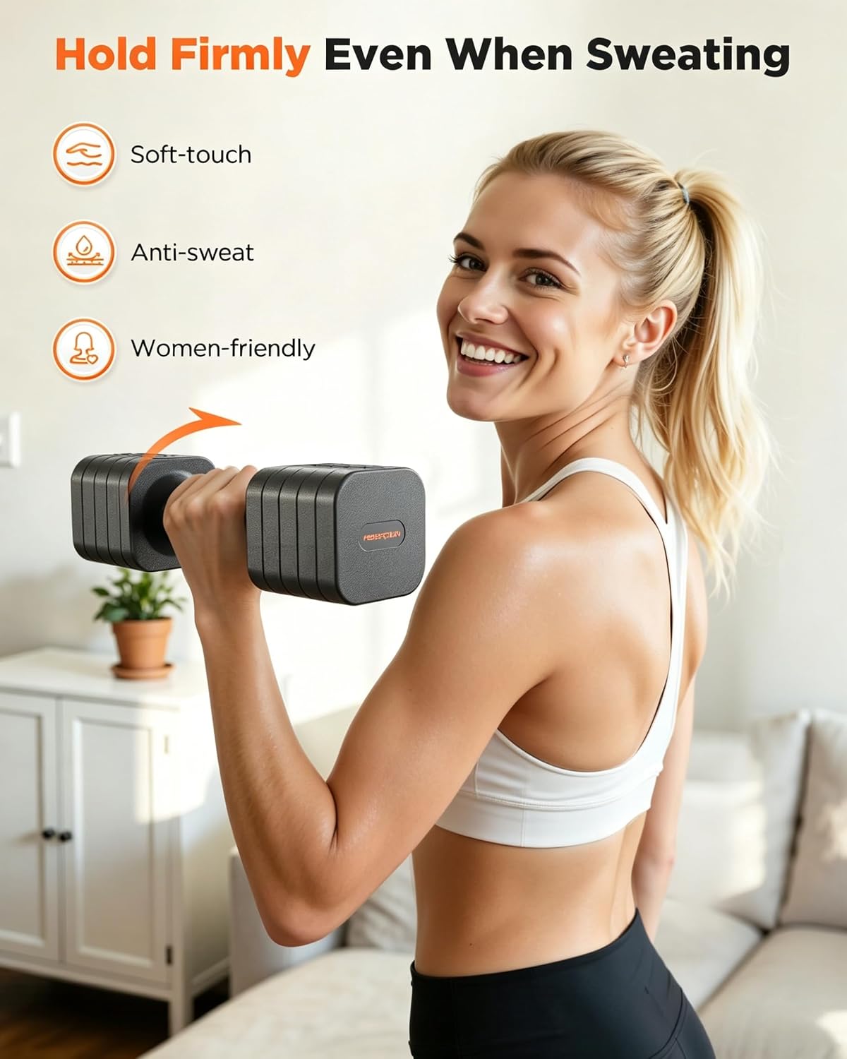 DB3 5-in-1 Adjustable Dumbbell Set, 6LB/10LB Pair Adjustable Weights for Women at Home, Dual Locking Stable Hand Weights with TPU Soft Handle, Home Gym, Rehab, Pilates, Yoga, Strength Training