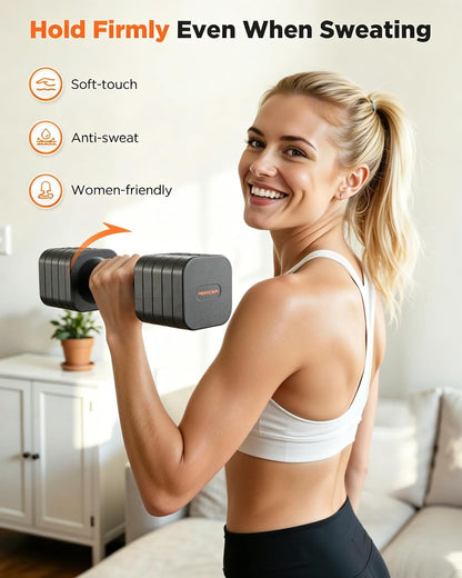 DB3 5-in-1 Adjustable Dumbbell Set, 6LB/10LB Pair Adjustable Weights for Women at Home, Dual Locking Stable Hand Weights with TPU Soft Handle, Home Gym, Rehab, Pilates, Yoga, Strength Training