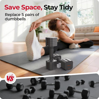 DB3 5-in-1 Adjustable Dumbbell Set, 6LB/10LB Pair Adjustable Weights for Women at Home, Dual Locking Stable Hand Weights with TPU Soft Handle, Home Gym, Rehab, Pilates, Yoga, Strength Training