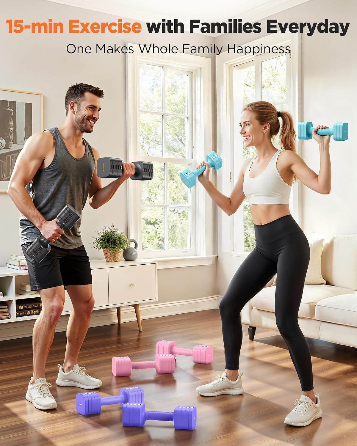 DB3 5-in-1 Adjustable Dumbbell Set, 6LB/10LB Pair Adjustable Weights for Women at Home, Dual Locking Stable Hand Weights with TPU Soft Handle, Home Gym, Rehab, Pilates, Yoga, Strength Training