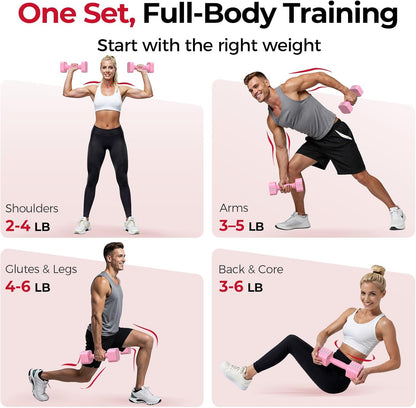 DB3 5-in-1 Adjustable Dumbbell Set, 6LB/10LB Pair Adjustable Weights for Women at Home, Dual Locking Stable Hand Weights with TPU Soft Handle, Home Gym, Rehab, Pilates, Yoga, Strength Training