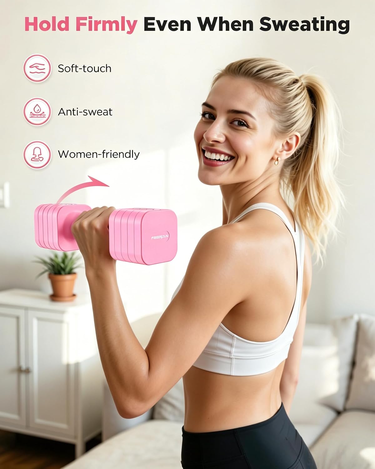 DB3 5-in-1 Adjustable Dumbbell Set, 6LB/10LB Pair Adjustable Weights for Women at Home, Dual Locking Stable Hand Weights with TPU Soft Handle, Home Gym, Rehab, Pilates, Yoga, Strength Training