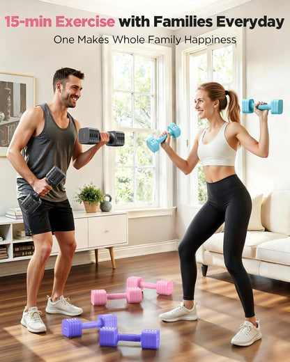 DB3 5-in-1 Adjustable Dumbbell Set, 6LB/10LB Pair Adjustable Weights for Women at Home, Dual Locking Stable Hand Weights with TPU Soft Handle, Home Gym, Rehab, Pilates, Yoga, Strength Training