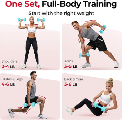 DB3 5-in-1 Adjustable Dumbbell Set, 6LB/10LB Pair Adjustable Weights for Women at Home, Dual Locking Stable Hand Weights with TPU Soft Handle, Home Gym, Rehab, Pilates, Yoga, Strength Training