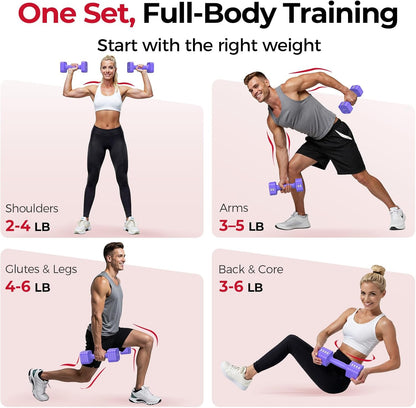 DB3 5-in-1 Adjustable Dumbbell Set, 6LB/10LB Pair Adjustable Weights for Women at Home, Dual Locking Stable Hand Weights with TPU Soft Handle, Home Gym, Rehab, Pilates, Yoga, Strength Training
