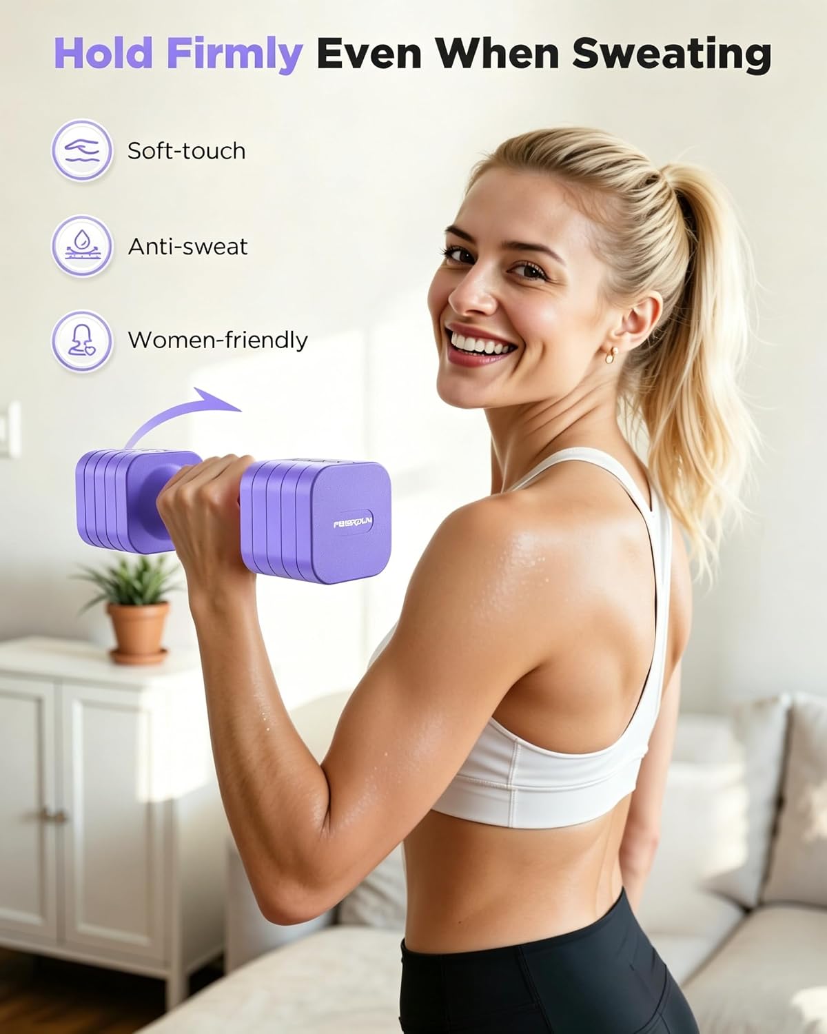 DB3 5-in-1 Adjustable Dumbbell Set, 6LB/10LB Pair Adjustable Weights for Women at Home, Dual Locking Stable Hand Weights with TPU Soft Handle, Home Gym, Rehab, Pilates, Yoga, Strength Training