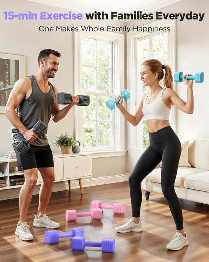 DB3 5-in-1 Adjustable Dumbbell Set, 6LB/10LB Pair Adjustable Weights for Women at Home, Dual Locking Stable Hand Weights with TPU Soft Handle, Home Gym, Rehab, Pilates, Yoga, Strength Training