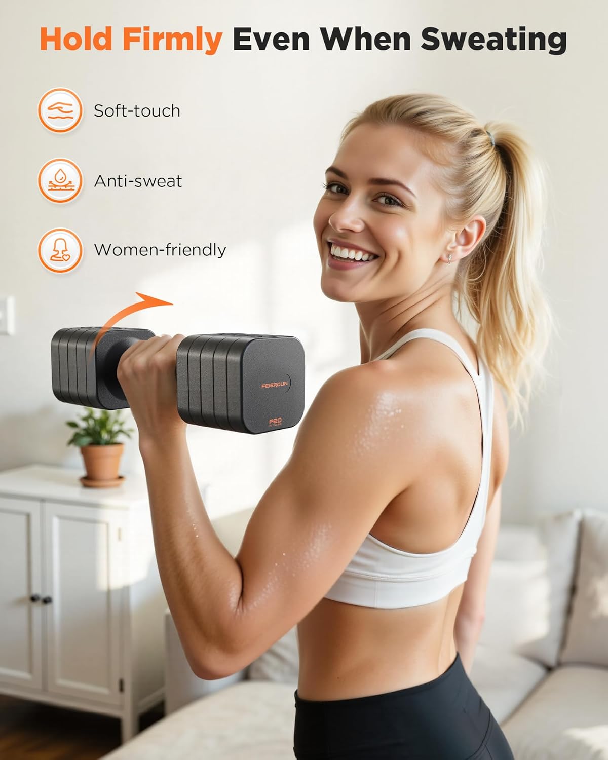DB3 5-in-1 Adjustable Dumbbell Set, 6LB/10LB Pair Adjustable Weights for Women at Home, Dual Locking Stable Hand Weights with TPU Soft Handle, Home Gym, Rehab, Pilates, Yoga, Strength Training