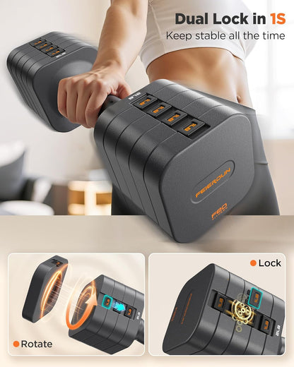 DB3 5-in-1 Adjustable Dumbbell Set, 6LB/10LB Pair Adjustable Weights for Women at Home, Dual Locking Stable Hand Weights with TPU Soft Handle, Home Gym, Rehab, Pilates, Yoga, Strength Training