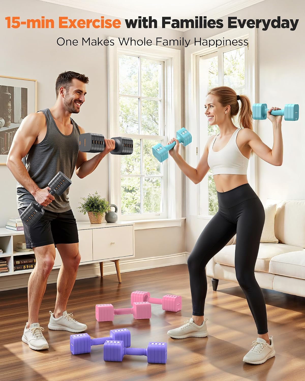 DB3 5-in-1 Adjustable Dumbbell Set, 6LB/10LB Pair Adjustable Weights for Women at Home, Dual Locking Stable Hand Weights with TPU Soft Handle, Home Gym, Rehab, Pilates, Yoga, Strength Training