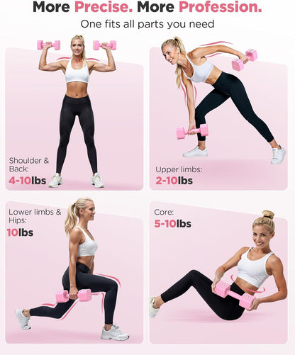 DB3 5-in-1 Adjustable Dumbbell Set, 6LB/10LB Pair Adjustable Weights for Women at Home, Dual Locking Stable Hand Weights with TPU Soft Handle, Home Gym, Rehab, Pilates, Yoga, Strength Training