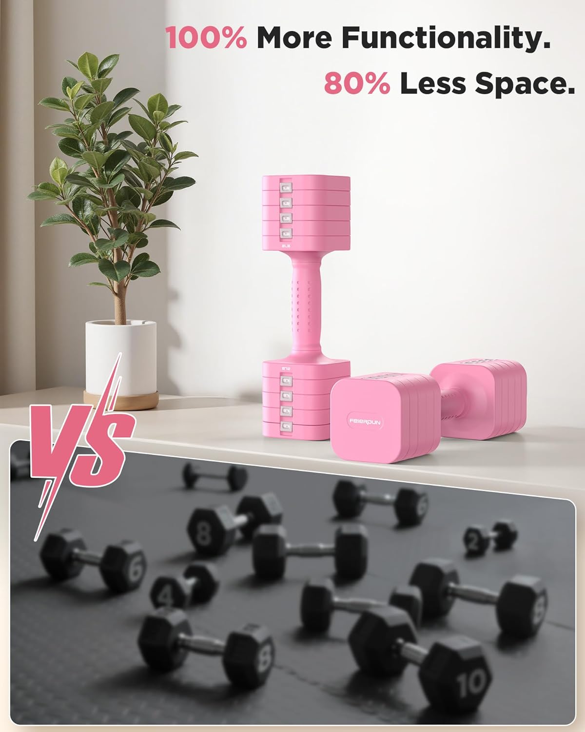 DB3 5-in-1 Adjustable Dumbbell Set, 6LB/10LB Pair Adjustable Weights for Women at Home, Dual Locking Stable Hand Weights with TPU Soft Handle, Home Gym, Rehab, Pilates, Yoga, Strength Training