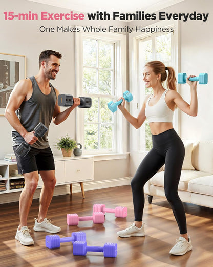 DB3 5-in-1 Adjustable Dumbbell Set, 6LB/10LB Pair Adjustable Weights for Women at Home, Dual Locking Stable Hand Weights with TPU Soft Handle, Home Gym, Rehab, Pilates, Yoga, Strength Training