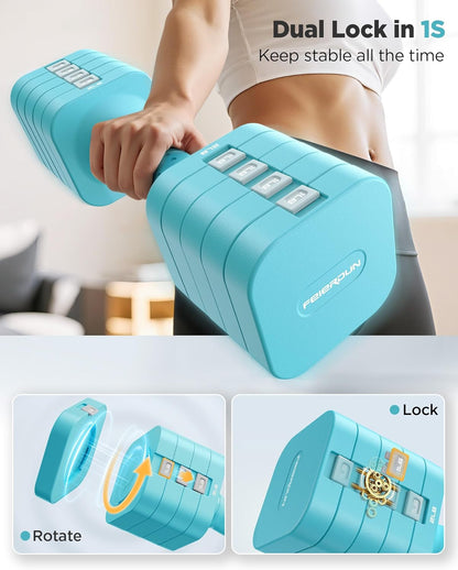 DB3 5-in-1 Adjustable Dumbbell Set, 6LB/10LB Pair Adjustable Weights for Women at Home, Dual Locking Stable Hand Weights with TPU Soft Handle, Home Gym, Rehab, Pilates, Yoga, Strength Training