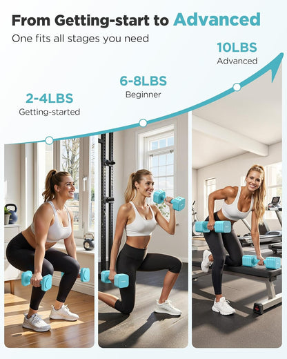 DB3 5-in-1 Adjustable Dumbbell Set, 6LB/10LB Pair Adjustable Weights for Women at Home, Dual Locking Stable Hand Weights with TPU Soft Handle, Home Gym, Rehab, Pilates, Yoga, Strength Training