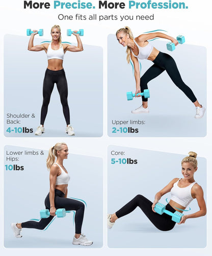 DB3 5-in-1 Adjustable Dumbbell Set, 6LB/10LB Pair Adjustable Weights for Women at Home, Dual Locking Stable Hand Weights with TPU Soft Handle, Home Gym, Rehab, Pilates, Yoga, Strength Training