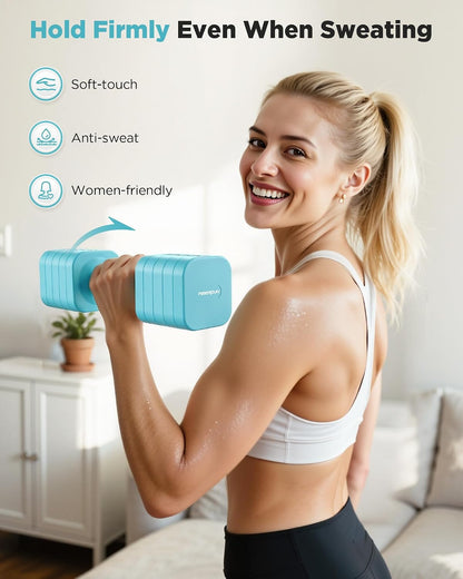 DB3 5-in-1 Adjustable Dumbbell Set, 6LB/10LB Pair Adjustable Weights for Women at Home, Dual Locking Stable Hand Weights with TPU Soft Handle, Home Gym, Rehab, Pilates, Yoga, Strength Training