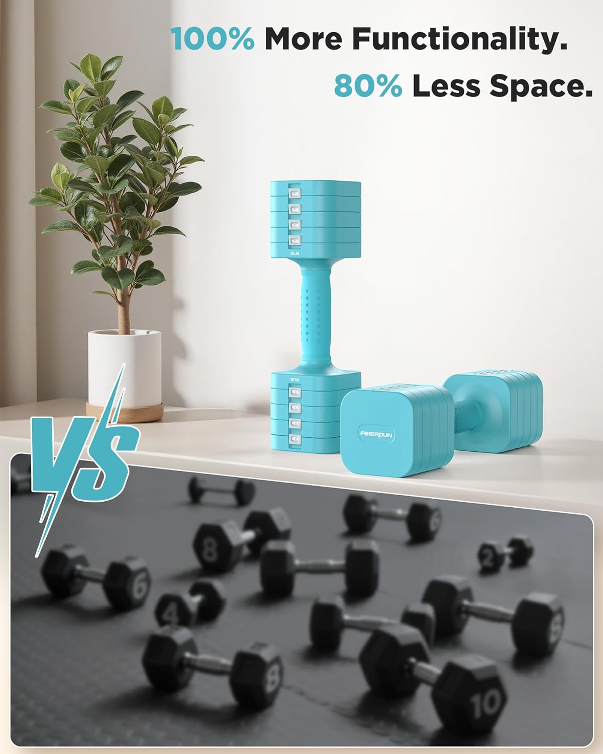 DB3 5-in-1 Adjustable Dumbbell Set, 6LB/10LB Pair Adjustable Weights for Women at Home, Dual Locking Stable Hand Weights with TPU Soft Handle, Home Gym, Rehab, Pilates, Yoga, Strength Training