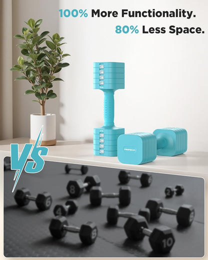 DB3 5-in-1 Adjustable Dumbbell Set, 6LB/10LB Pair Adjustable Weights for Women at Home, Dual Locking Stable Hand Weights with TPU Soft Handle, Home Gym, Rehab, Pilates, Yoga, Strength Training