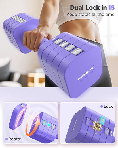DB3 5-in-1 Adjustable Dumbbell Set, 6LB/10LB Pair Adjustable Weights for Women at Home, Dual Locking Stable Hand Weights with TPU Soft Handle, Home Gym, Rehab, Pilates, Yoga, Strength Training