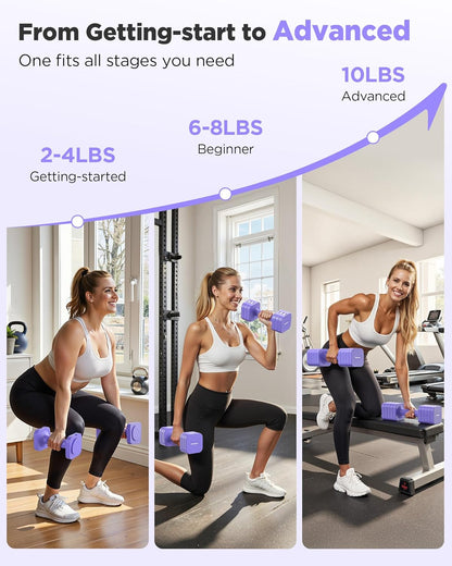 DB3 5-in-1 Adjustable Dumbbell Set, 6LB/10LB Pair Adjustable Weights for Women at Home, Dual Locking Stable Hand Weights with TPU Soft Handle, Home Gym, Rehab, Pilates, Yoga, Strength Training