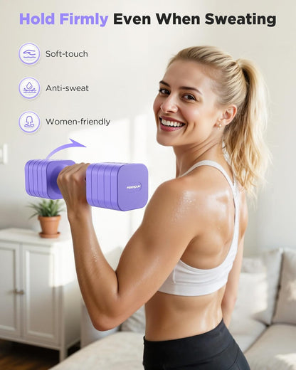 DB3 5-in-1 Adjustable Dumbbell Set, 6LB/10LB Pair Adjustable Weights for Women at Home, Dual Locking Stable Hand Weights with TPU Soft Handle, Home Gym, Rehab, Pilates, Yoga, Strength Training