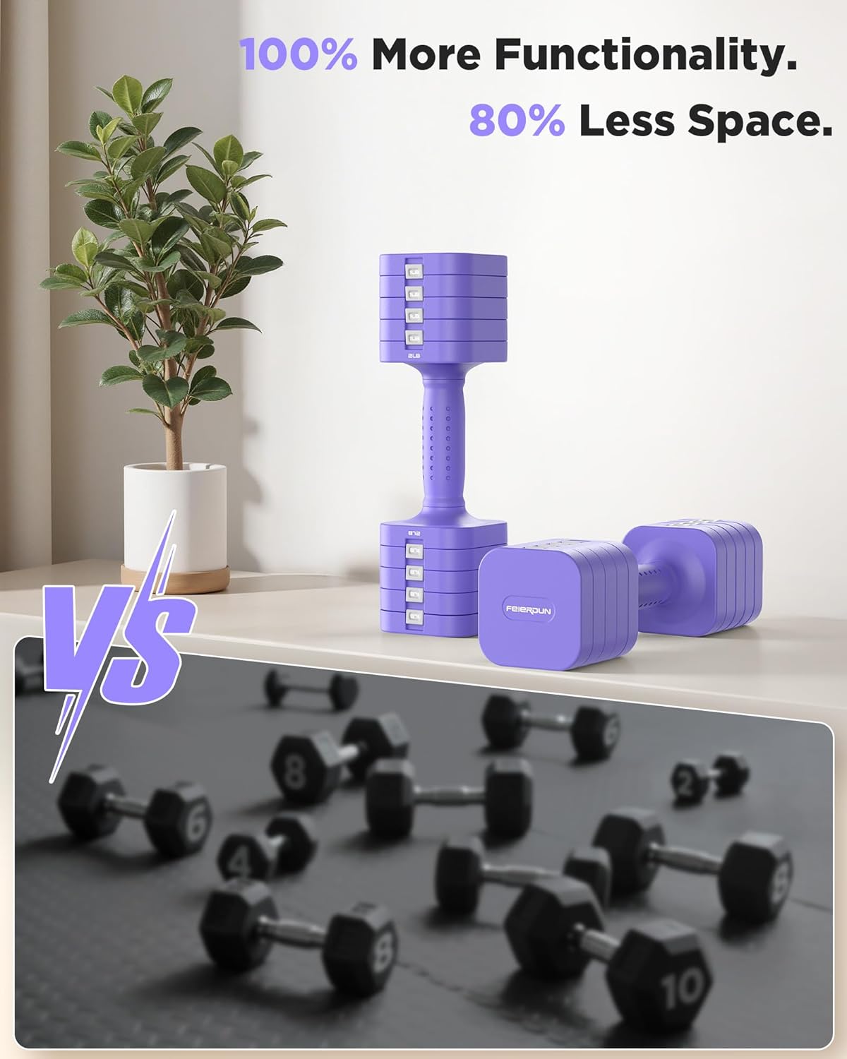 DB3 5-in-1 Adjustable Dumbbell Set, 6LB/10LB Pair Adjustable Weights for Women at Home, Dual Locking Stable Hand Weights with TPU Soft Handle, Home Gym, Rehab, Pilates, Yoga, Strength Training