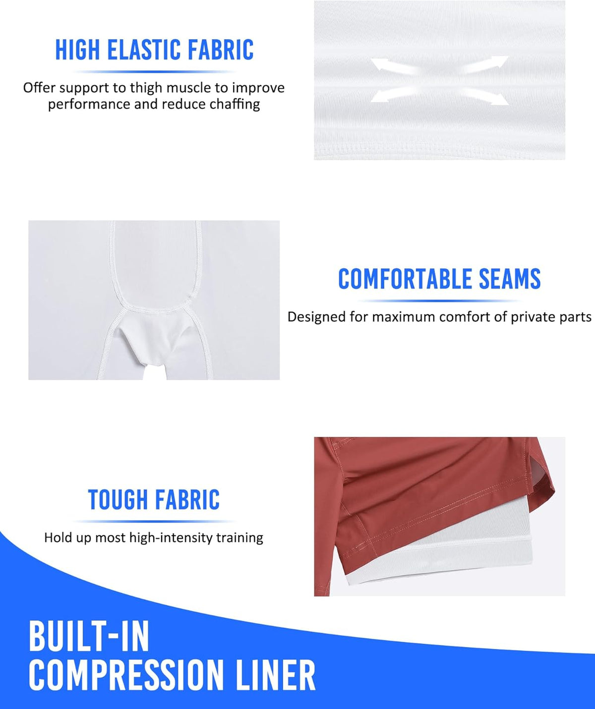 Mens 5" Gym Running Shorts for Men 2 in 1 Quick Dry Workout Athletic Shorts