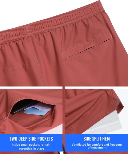 Mens 5" Gym Running Shorts for Men 2 in 1 Quick Dry Workout Athletic Shorts