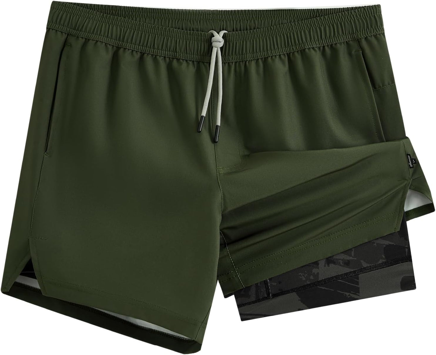 Mens 5" Gym Running Shorts for Men 2 in 1 Quick Dry Workout Athletic Shorts