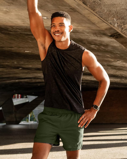 Mens 5" Gym Running Shorts for Men 2 in 1 Quick Dry Workout Athletic Shorts