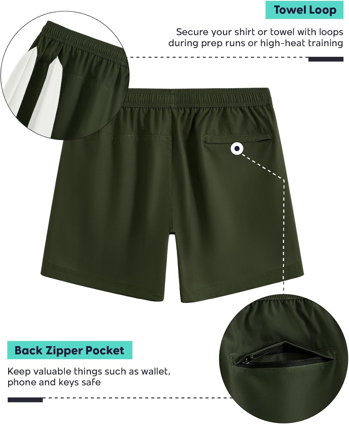 Mens 5" Gym Running Shorts for Men 2 in 1 Quick Dry Workout Athletic Shorts