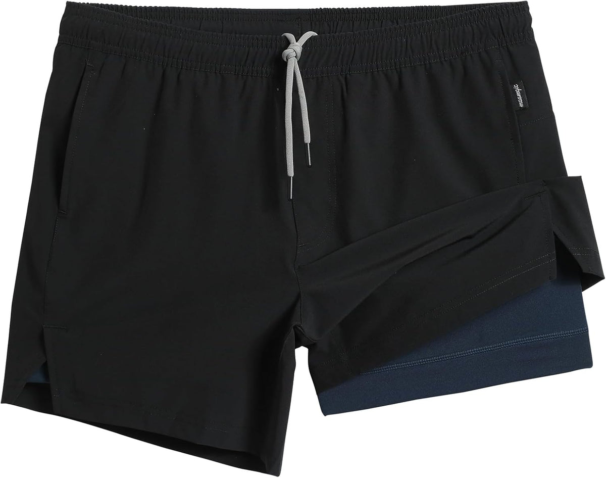 Mens 5" Gym Running Shorts for Men 2 in 1 Quick Dry Workout Athletic Shorts