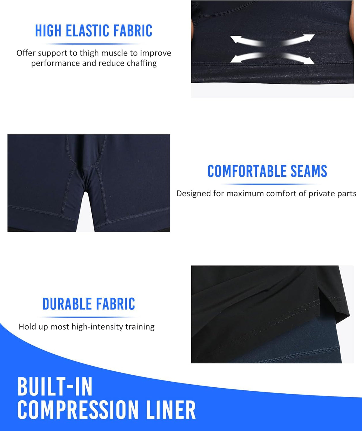 Mens 5" Gym Running Shorts for Men 2 in 1 Quick Dry Workout Athletic Shorts