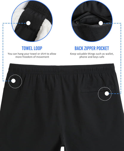 Mens 5" Gym Running Shorts for Men 2 in 1 Quick Dry Workout Athletic Shorts