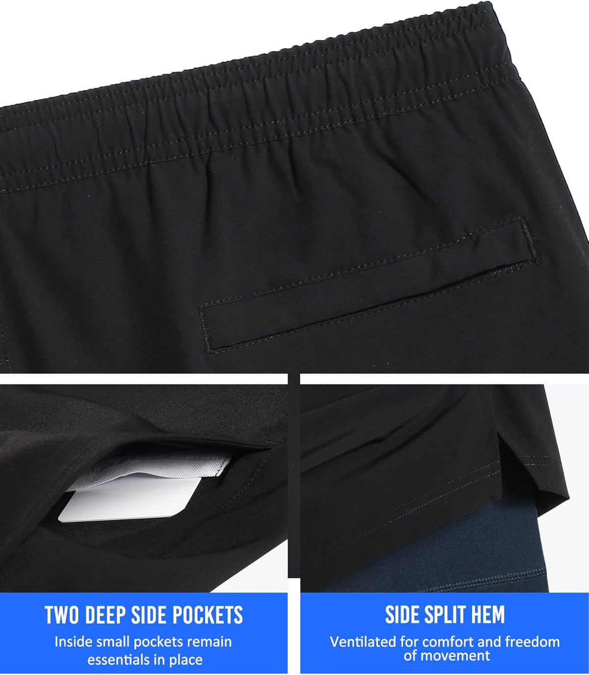 Mens 5" Gym Running Shorts for Men 2 in 1 Quick Dry Workout Athletic Shorts