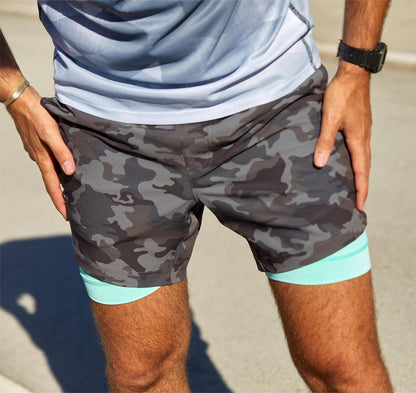 Mens 5" Gym Running Shorts for Men 2 in 1 Quick Dry Workout Athletic Shorts