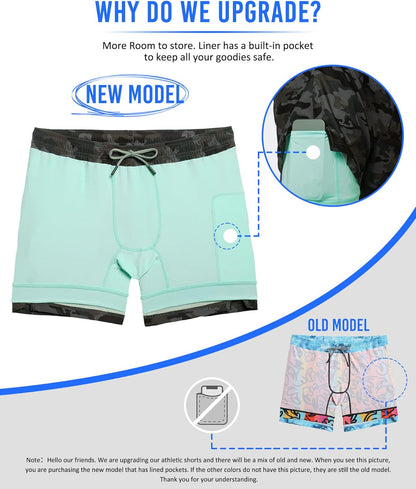 Mens 5" Gym Running Shorts for Men 2 in 1 Quick Dry Workout Athletic Shorts