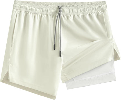 Mens 5" Gym Running Shorts for Men 2 in 1 Quick Dry Workout Athletic Shorts