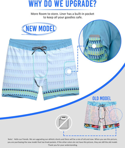 Mens 5" Gym Running Shorts for Men 2 in 1 Quick Dry Workout Athletic Shorts
