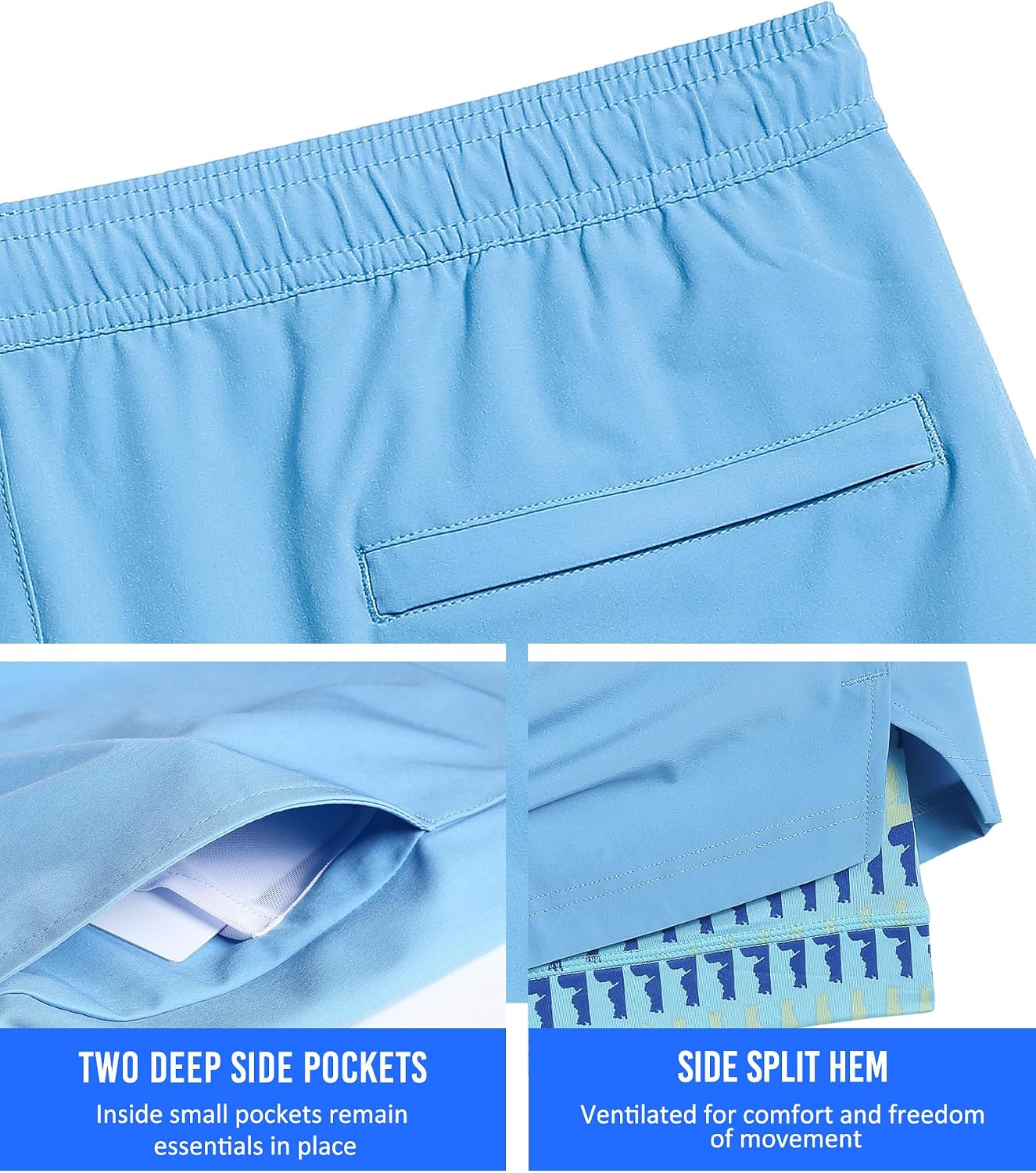 Mens 5" Gym Running Shorts for Men 2 in 1 Quick Dry Workout Athletic Shorts