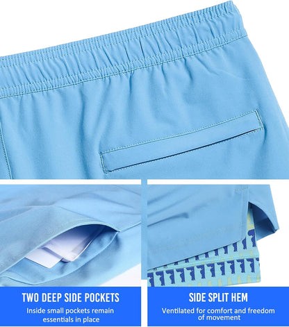 Mens 5" Gym Running Shorts for Men 2 in 1 Quick Dry Workout Athletic Shorts