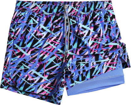 Mens 5" Gym Running Shorts for Men 2 in 1 Quick Dry Workout Athletic Shorts