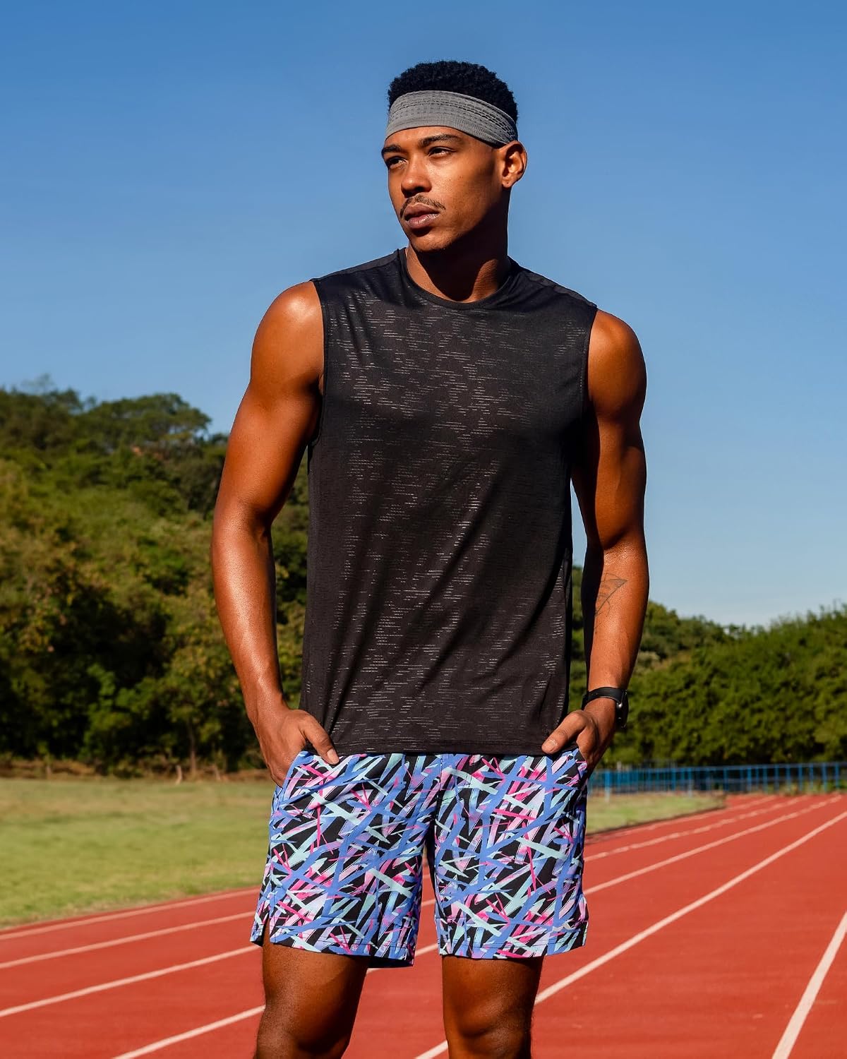 Mens 5" Gym Running Shorts for Men 2 in 1 Quick Dry Workout Athletic Shorts
