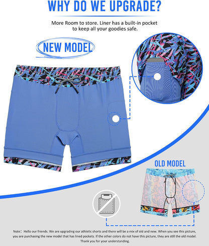 Mens 5" Gym Running Shorts for Men 2 in 1 Quick Dry Workout Athletic Shorts