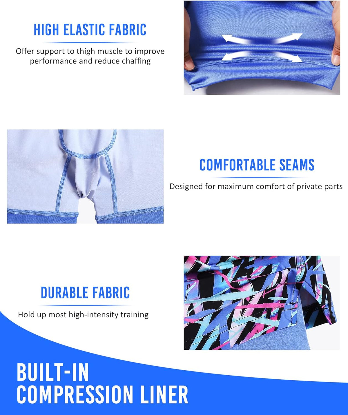 Mens 5" Gym Running Shorts for Men 2 in 1 Quick Dry Workout Athletic Shorts