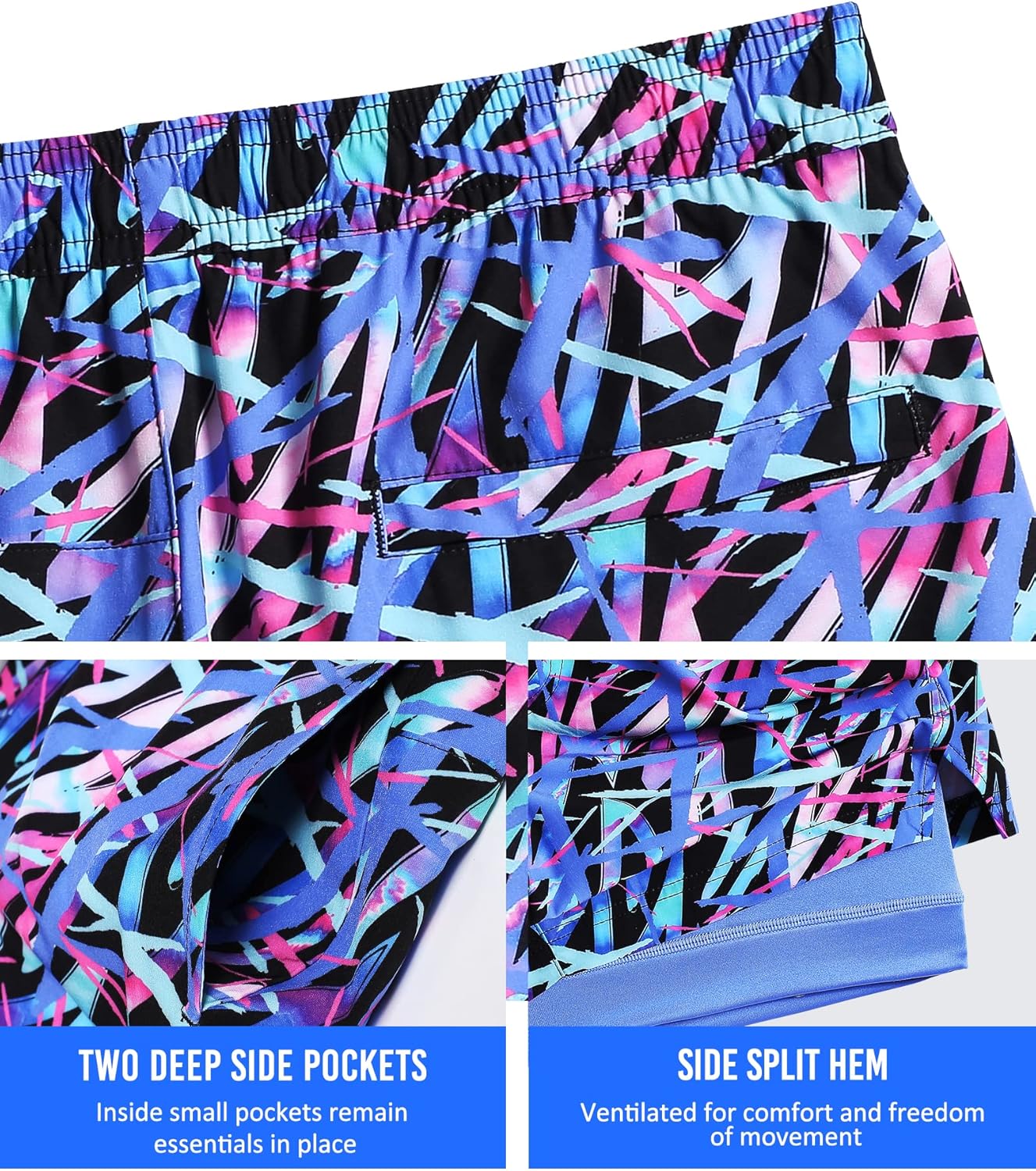 Mens 5" Gym Running Shorts for Men 2 in 1 Quick Dry Workout Athletic Shorts