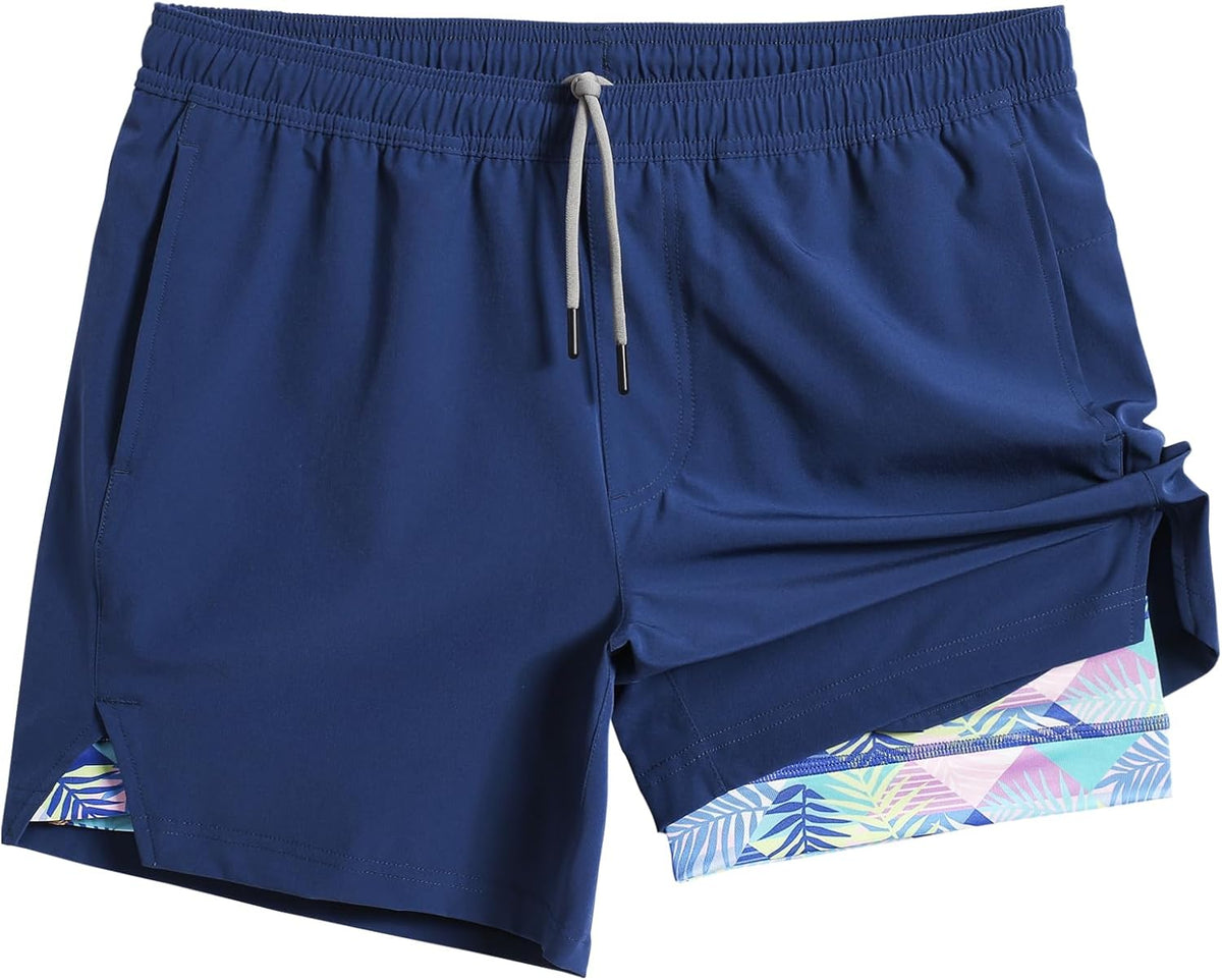 Mens 5" Gym Running Shorts for Men 2 in 1 Quick Dry Workout Athletic Shorts